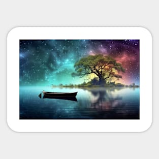 Tranquil Lake Nature World Fantastic Landscape Surrealist Sticker